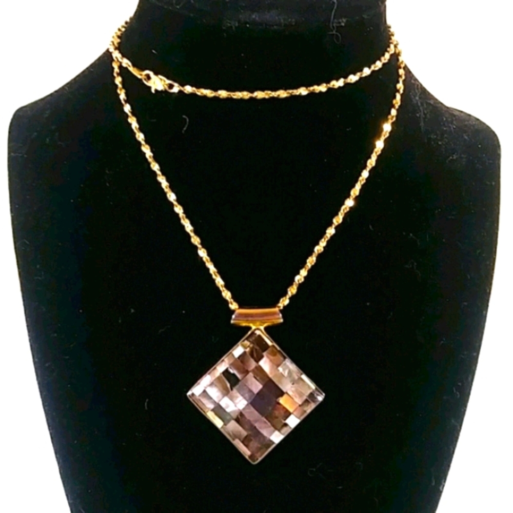 Abalone Locket & Goldtone Chain - Picture 3 of 4